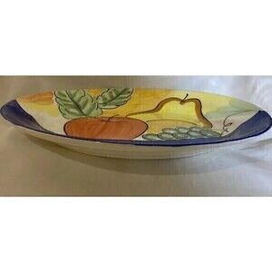 BELLA CERAMICA Alfresco Serving  Oval Platter   Hand Painted 14 3/4”D